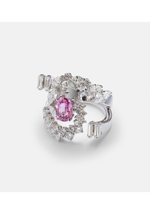 Yeprem Reign Supreme 18kt white gold ring with diamonds and sapphire