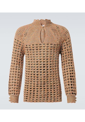 Valentino Open-knit linen and cotton sweater