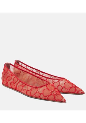 Amina Muaddi Barbara lace ballet flats