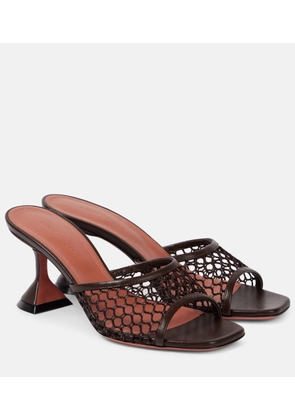 Amina Muaddi Lupita leather-trimmed raffia mules