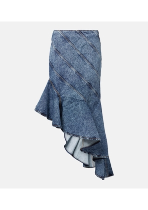 Alaia Spiral asymmetric denim midi skirt