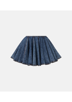 Alaia Pleated denim miniskirt