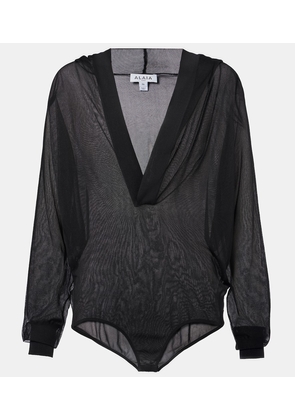Alaia Sheer hooded bodysuit