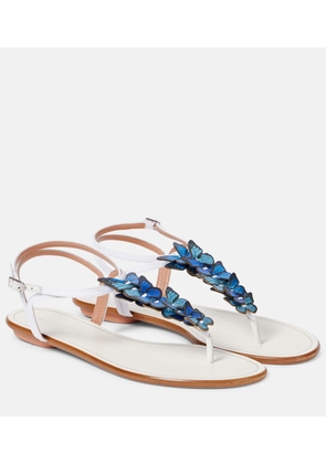 Aquazzura Papillon leather-trimmed canvas sandals