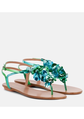 Aquazzura Summer Sun metallic leather thong sandals