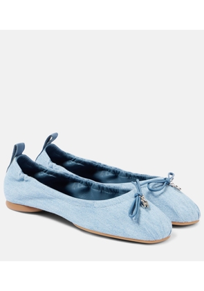 Hogan H684 bow-detail denim ballet flats