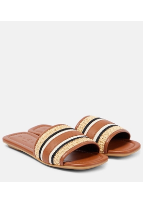 Hogan Striped leather-trimmed slides