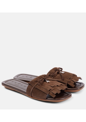 Hogan H685 fringed suede slides