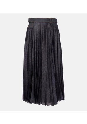 Sacai Denim pleated midi skirt
