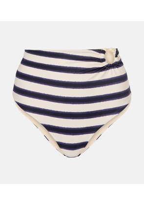 Johanna Ortiz Striped high-rise bikini bottoms