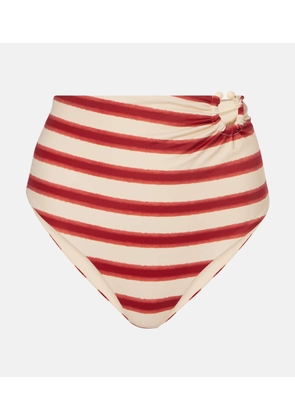 Johanna Ortiz Striped high-rise bikini bottoms