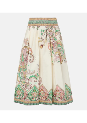 Etro Paisley printed cotton poplin midi skirt