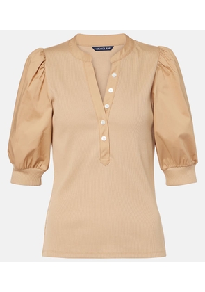 Veronica Beard Puff-sleeve cotton-blend top