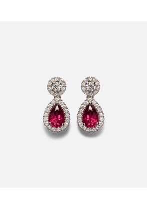 Bucherer Fine Jewellery Classics 18kt white gold drop earrings with rubies and diamonds