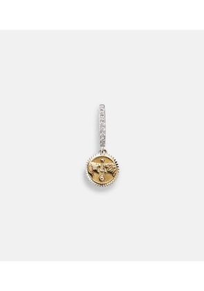 FoundRae Strength Mini 18kt yellow and white gold single hoop earring with diamonds