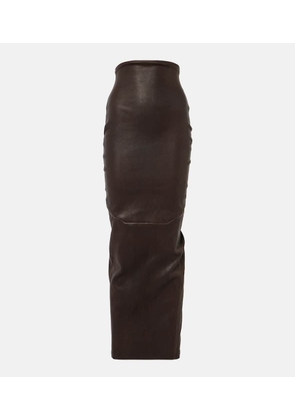 Rick Owens Dirt Pillar leather and cotton maxi skirt