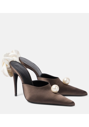 Magda Butrym Floral-applique satin mules