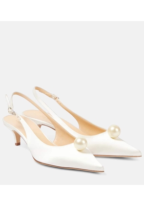 Magda Butrym Leather-trimmed satin slingback sandals