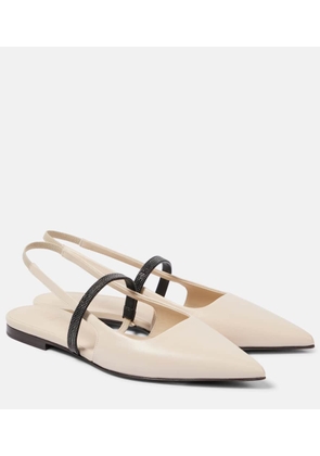 Brunello Cucinelli Pointy leather slingback pumps