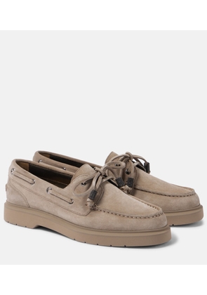 Brunello Cucinelli Monili suede boat shoes