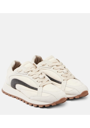 Brunello Cucinelli Monili suede-trimmed sneakers