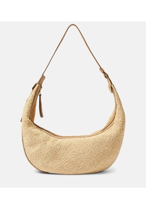 Khaite Augustina suede-trimmed raffia shoulder bag