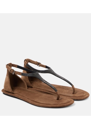 Brunello Cucinelli Monili suede thong sandals