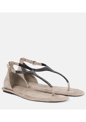 Brunello Cucinelli Monili suede thong sandals