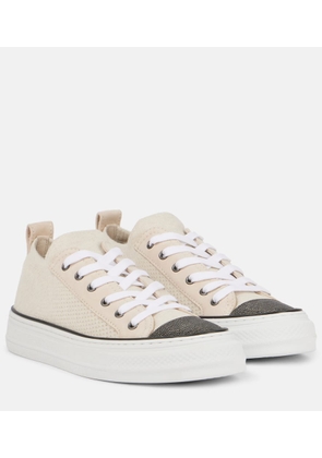 Brunello Cucinelli Monili suede-trimmed low-top sneakers