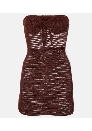 Anna Kosturova Floral crochet cotton bustier dress