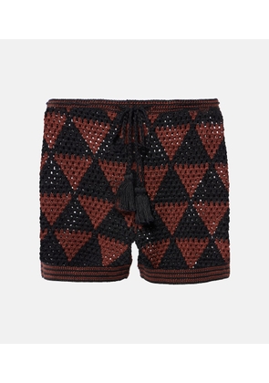Anna Kosturova Malia crochet high-rise cotton shorts