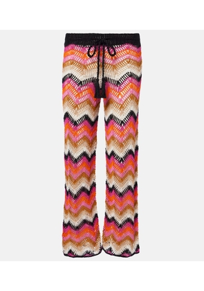 Anna Kosturova Cotton crochet wide-leg pants