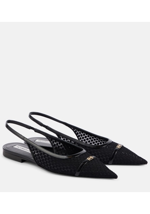 Victoria Beckham Leather-trimmed mesh slingback flats