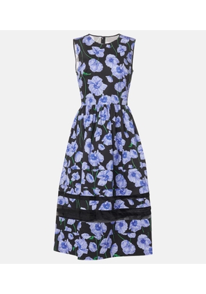 Carolina Herrera Floral belted cotton-blend midi dress