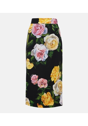 Dolce&Gabbana Floral silk-blend charmeuse midi skirt