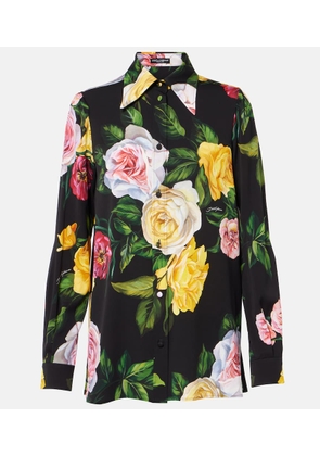 Dolce&Gabbana Floral silk-blend charmeuse shirt