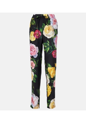 Dolce&Gabbana Floral silk straight pants