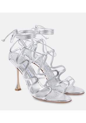 Manolo Blahnik Fawda 105 metallic leather sandals