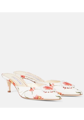 Manolo Blahnik Kifatmu 50 floral embellished satin mules