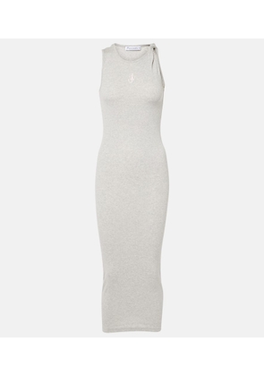 JW Anderson Logo embroidered cotton jersey maxi dress