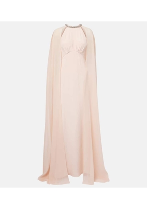 Roland Mouret Embellished caped silk chiffon gown