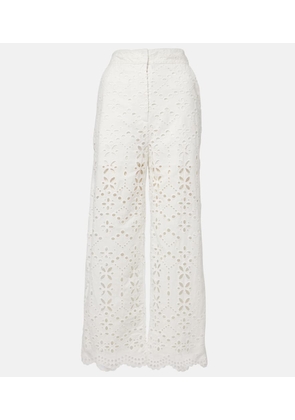 Veronica Beard Kemper embroidered cotton wide-leg pants