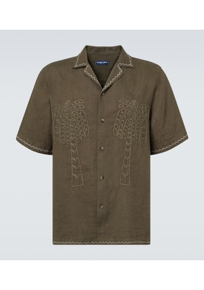 Frescobol Carioca Flavio embroidered linen bowling shirt