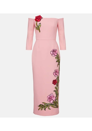 Oscar de la Renta Embroidered wool-blend gown
