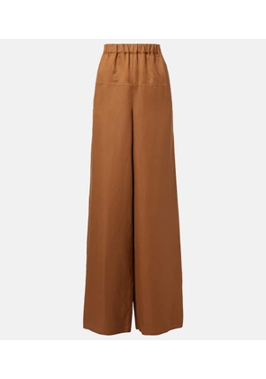 Max Mara Onore linen and silk twill wide-leg pants