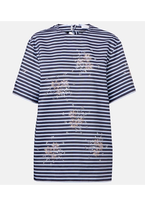 Rabanne Embellished striped cotton jersey T-shirt