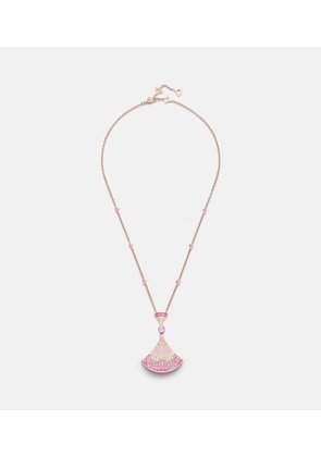 Bvlgari Divas' Dream 18kt rose gold pendant necklace with diamonds, sapphires, and rubies
