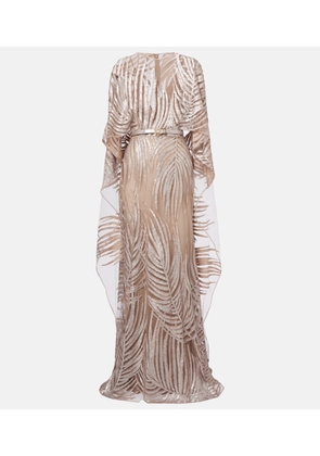 Elie Saab Embroidered sheer tulle gown