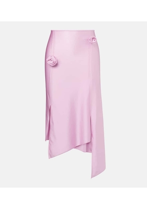 Coperni Floral-applique satin midi skirt