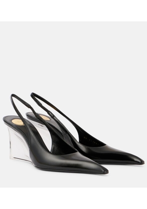 Saint Laurent Miller 80 leather slingback wedges